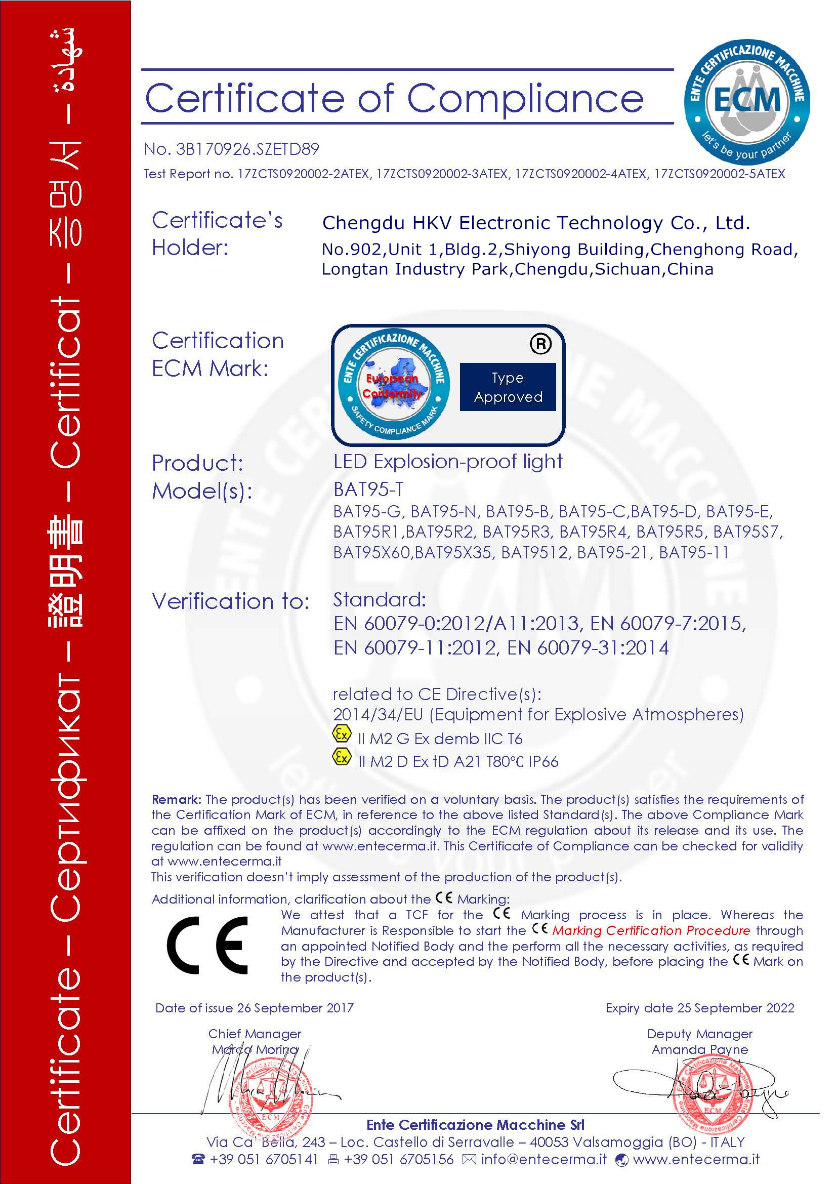China Chengdu HKV Electronic Technology Co., Ltd. Certification