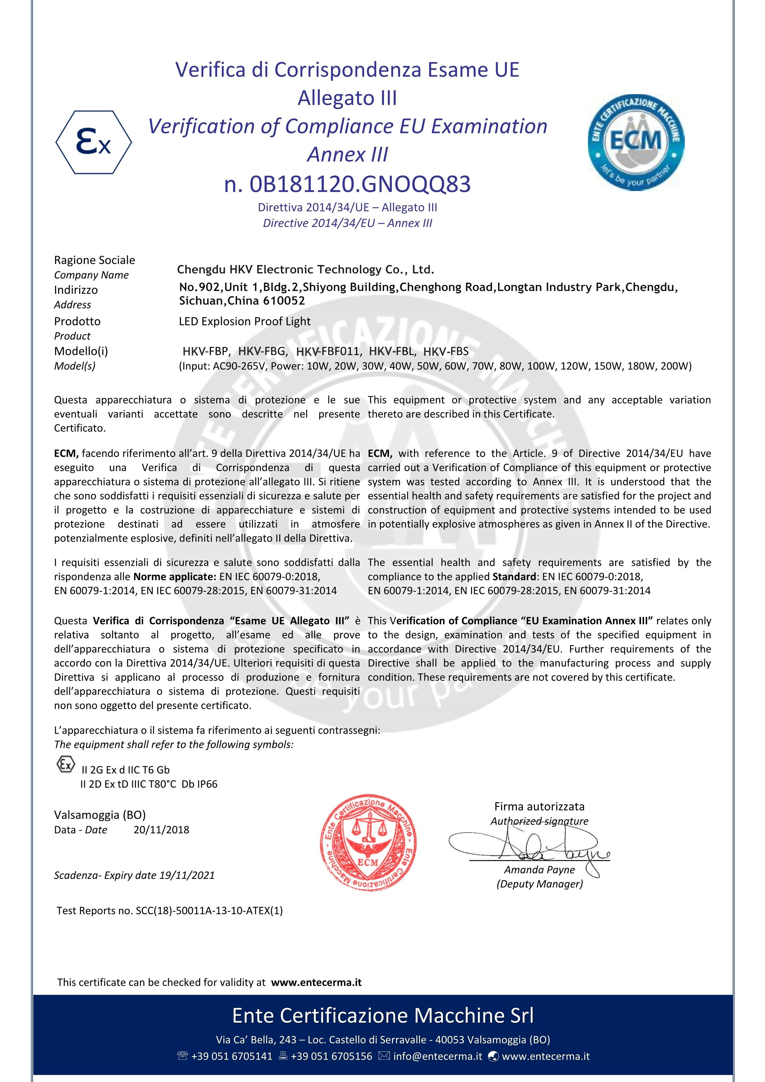 China Chengdu HKV Electronic Technology Co., Ltd. Certification
