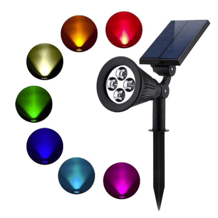 Mini Led Spotlight RGB 7 Color Solar Spotlight Outdoor Colored Spotlights